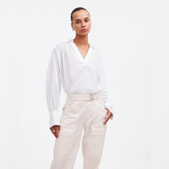 Madewell Ivory Belted Slouchy Straight Cargo Pants in Garment Dye - Picture 10 of 11